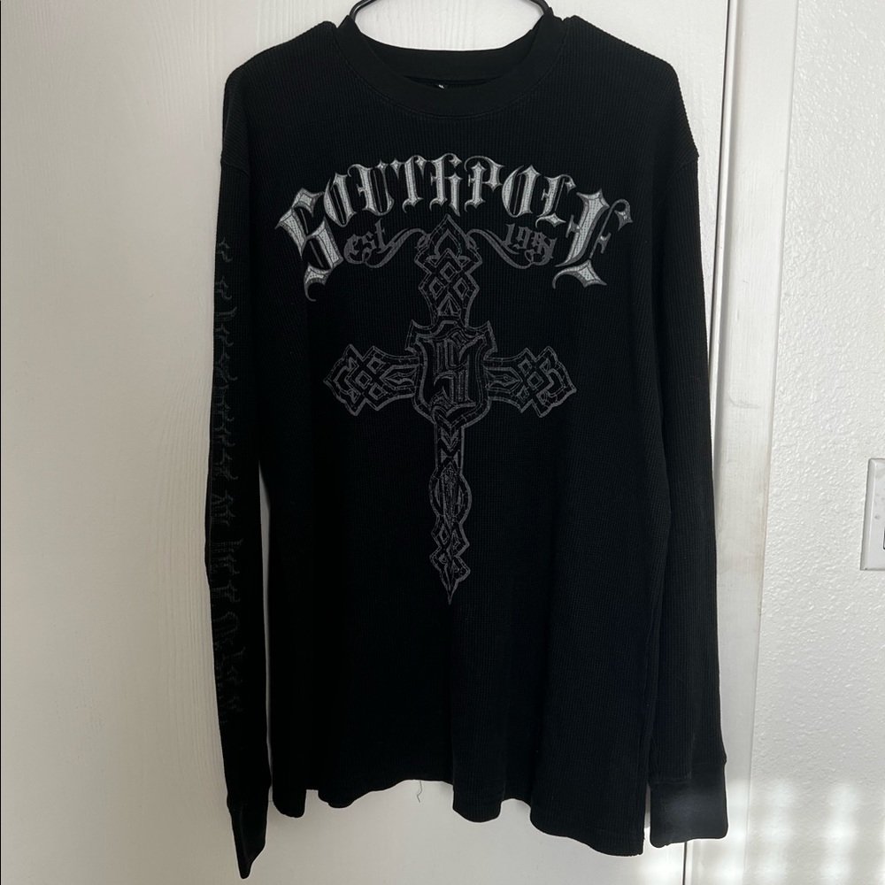 alternative/gothic long sleeve shirt with cross